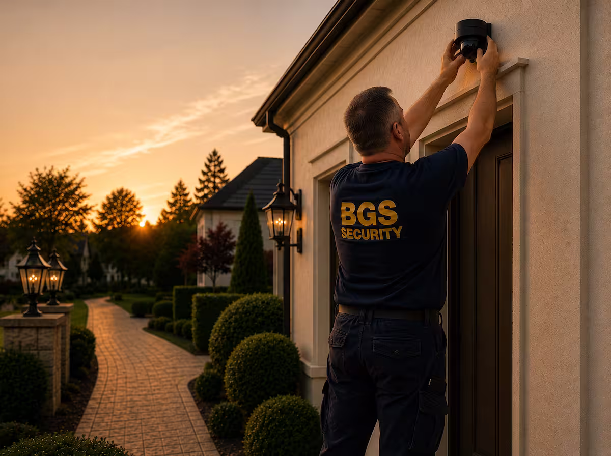 BGS Security technician installing a security system